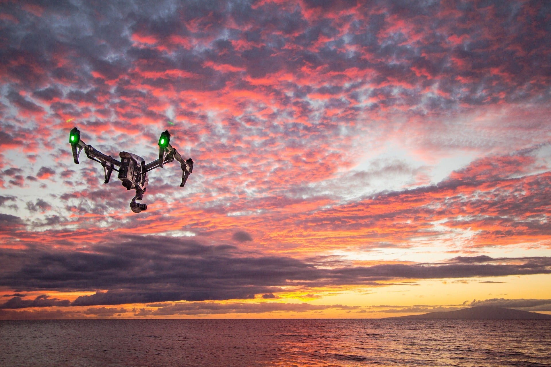 Drone in sunset 