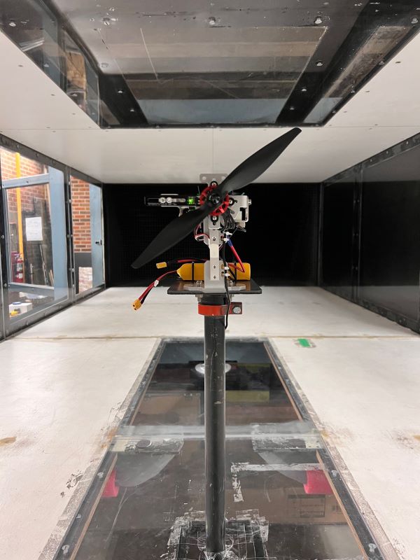 uav thrust stand in wind tunnel