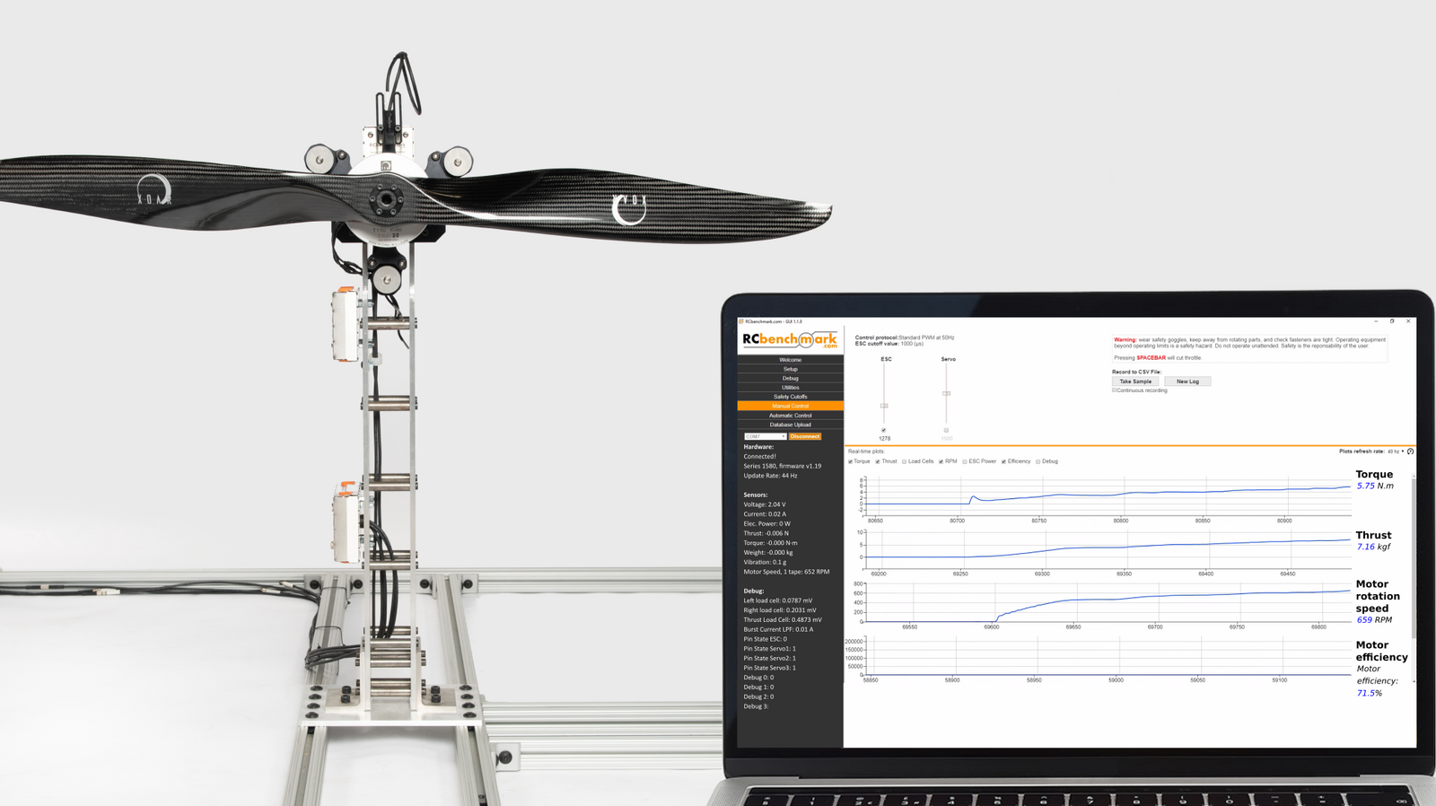 RCbenchmark thrust stand and software