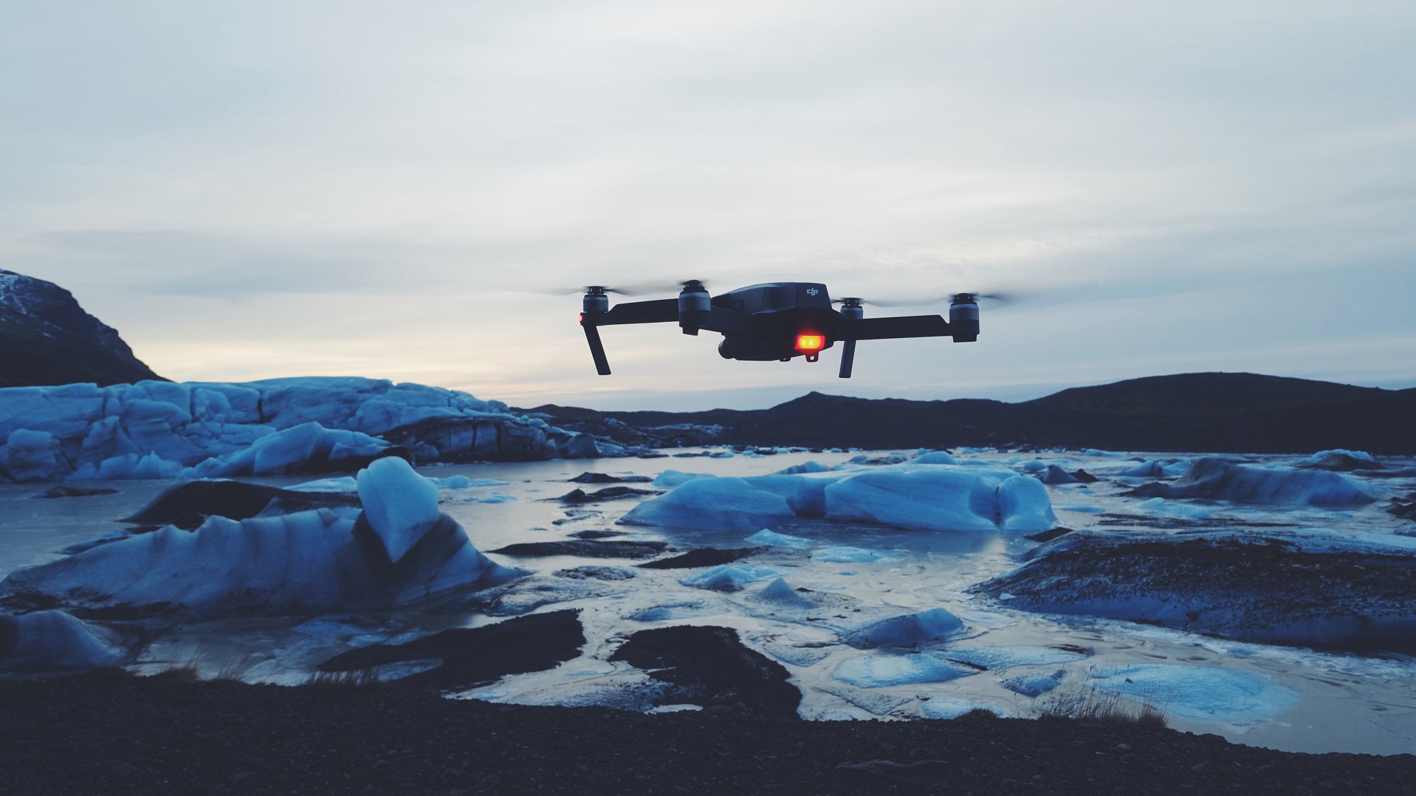 Cold weather drone over ice