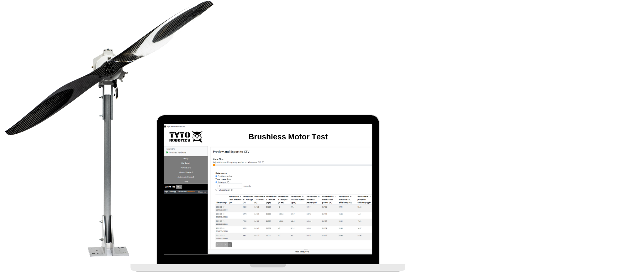 Flight Stand Software for Drone Testing - Tyto Robotics